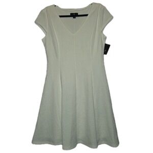 Ronni Nicole White A-Line Dress Women's 12 Floral Textured Lined Elegant NWT